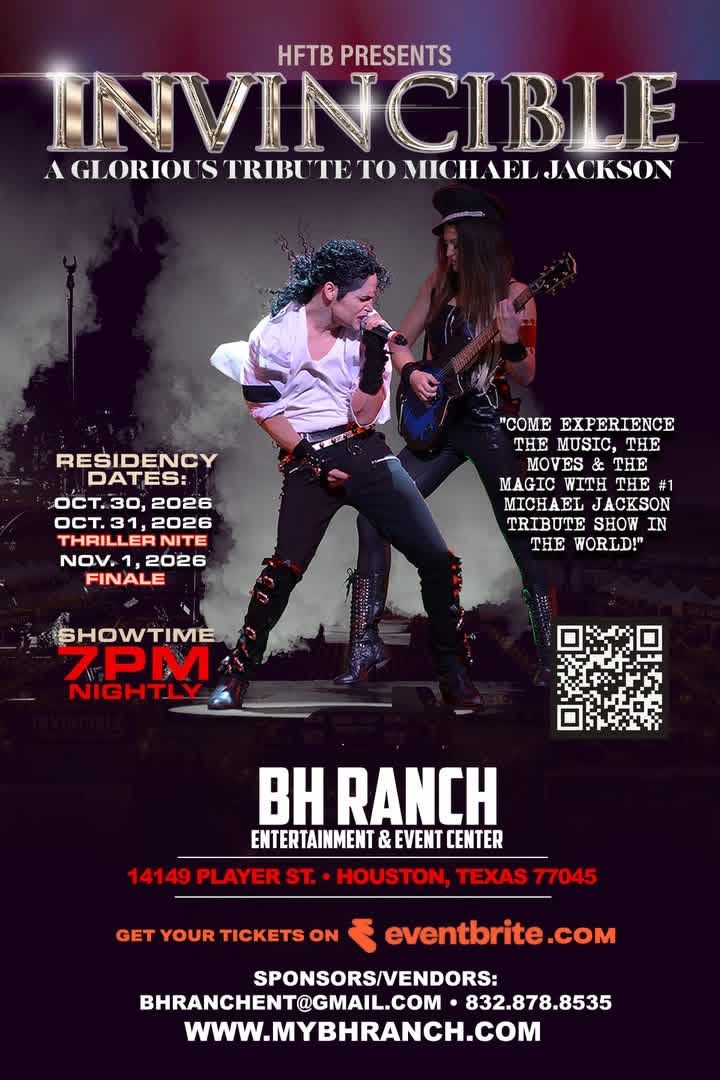 Invincible tour poster, BH Ranch Houston